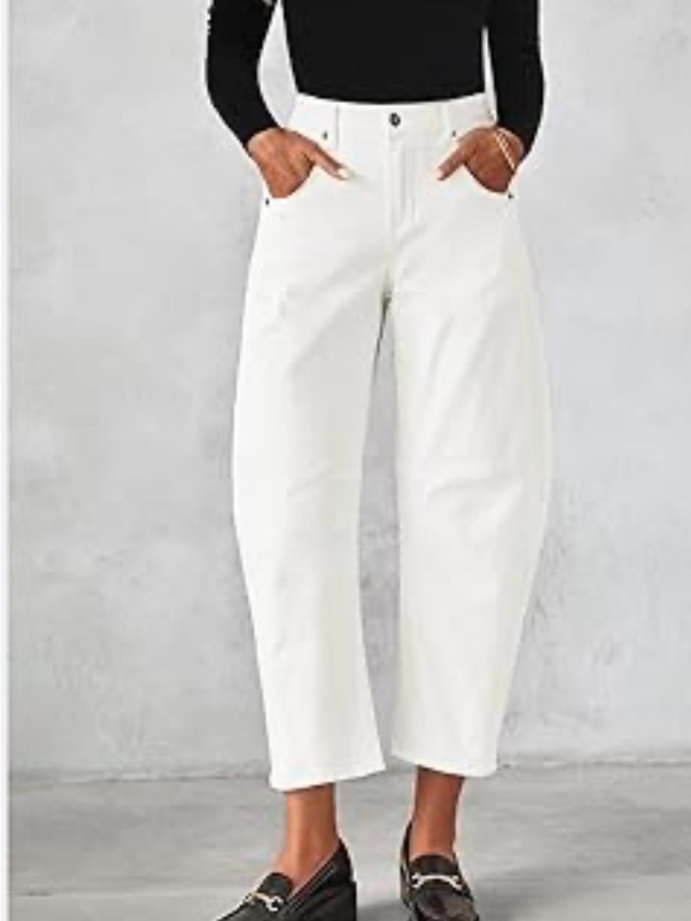 High-Waist Wide-Leg White Pants
